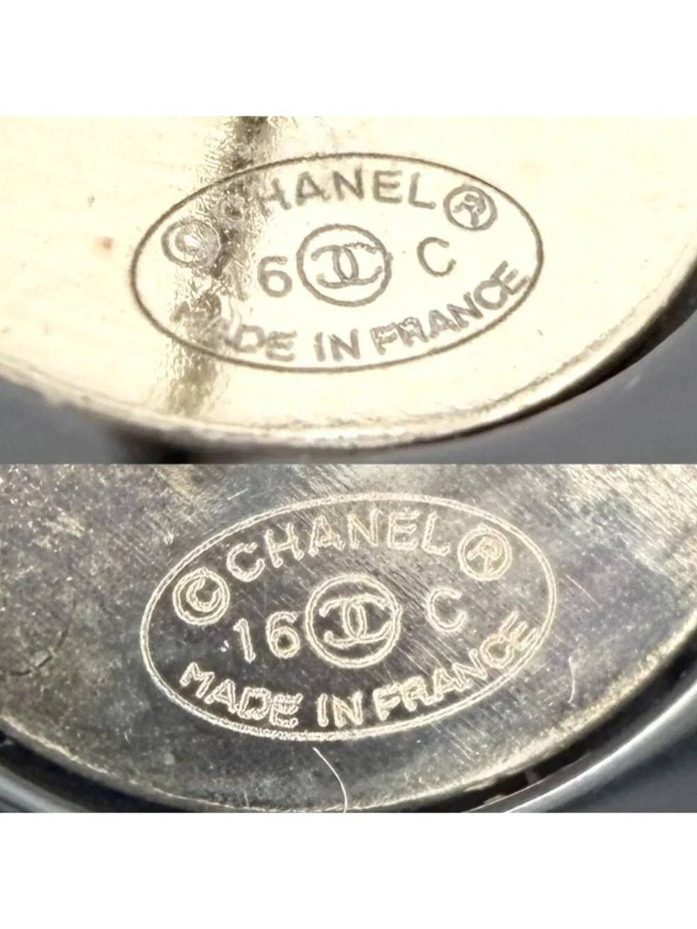 Chanel Big Earrings CC Logo Diamond 16c Black Gold